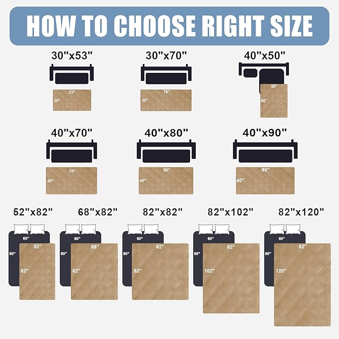 Smiry Waterproof Dog Bed Cover Blanket 40x80, Soft Reversible Pet Blanket, Washable Leakproof Cats Dogs Couch Cover for Sofa, Couch, Furniture, Camel/Beige