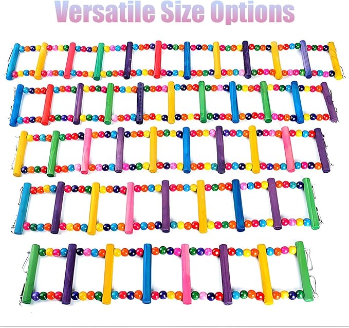 Bird Toys for Parrots Parrot Bridge, Swing Toys, and Ladders for Macaws, African Greys, Budgies, Cockatiels & Parakeets - Wooden Bird Ladder and Swing Toys for Play and Training (45Inch - 18 Ladders)