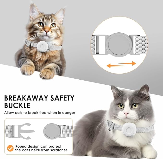 Cat GPS Tracker for Cats, Waterproof Pet GPS Tracker, Compatible with Apple Find My App (Only iOS), No Monthly Fee, White