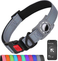 Airtag Dog Collar with AirTag Holder for Puppy Small Dogs, Reflective, Soft Padded & Safety Locking Buckle, Nylon Pet Collars Adjustable for All Breeds, Grey,XS