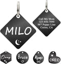 Ultra Joys Dog ID Tag, Custom Dog Tag Personalized Cat Tag, Pet ID Tag, Brushed Stainless Steel Diamond Dog Tag Black Small