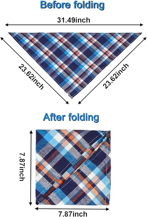 8 Pack Large Dog Bandanas, Reversible Plaid Dog Bandanas Boy Girl Painting Bibs Scarf Kerchief, Washable and Adjustable Spring Summer Fall Bandana for Dogs Cats Pets (XX-Large(80cm))