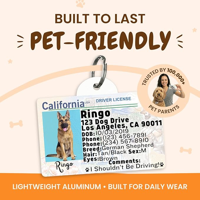 PawFurEver Personalized Dog Driver License ID Tag for Dogs & Cats - Custom Pet License Dog ID Tags Personalized Heavy Duty with Name, Photo & Phone Number, 50 States + DC (Connecticut, Wallet Card)