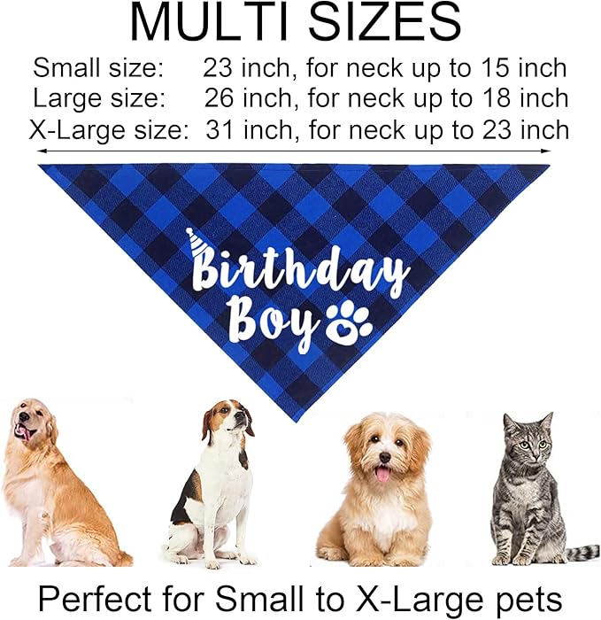 Dog Birthday Party Supplies, Multi Sizes Dog Birthday Hat with Numbers Bandana Bow Tie It’s My Bday Mother Puppers Sign Banner for Large X-Large Dogs Pets (X-Large, Blue)