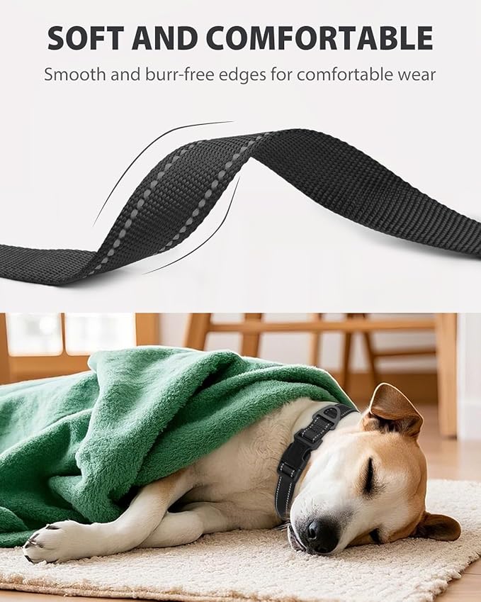 Joytale Large Dog Collar, Reflective and Adjustable Nylon Pet Collar with Quick-Release Buckle for Extra Large Dogs, Black, XL