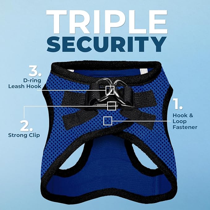 Best Pet Supplies Voyager Step-in Air All Weather Mesh Harness and Reflective Dog 5 ft Leash Combo with Neoprene Handle, for Small, Medium and Large Breed Puppies - Royal Blue/Black Trim, XXX-Small