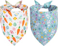 Easter Dog Bandana Large 2PCS, Colorful Scarf for Boy and Girl, Durable Triangle Reversible Bibs Handkerchief for Puppy Pet
