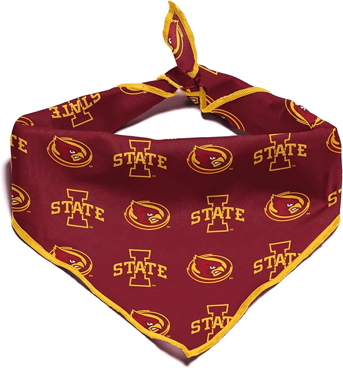 Iowa State Cyclones Officially Licensed Bandana for Dogs and Cats | Fits Pets Great Gift Idea | Easy-to-Tie (Large, 28")