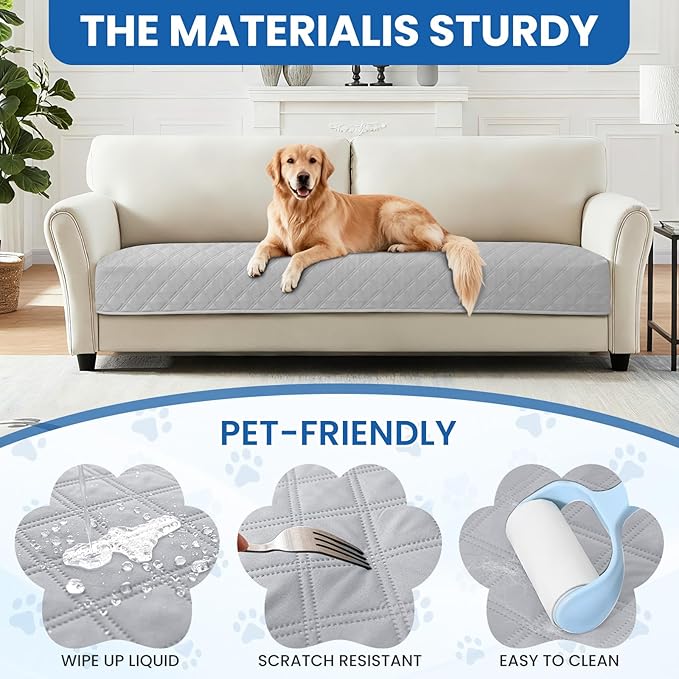 Waterproof Couch Covers for Pets, Waterproof Dog Bed Cover, Anti-Slip Soft Dog Blankets, Couch Cover for Dogs Washable, Pet Blanket for Puppy Large Dogs Cat (82x82 Inch, Light Grey)