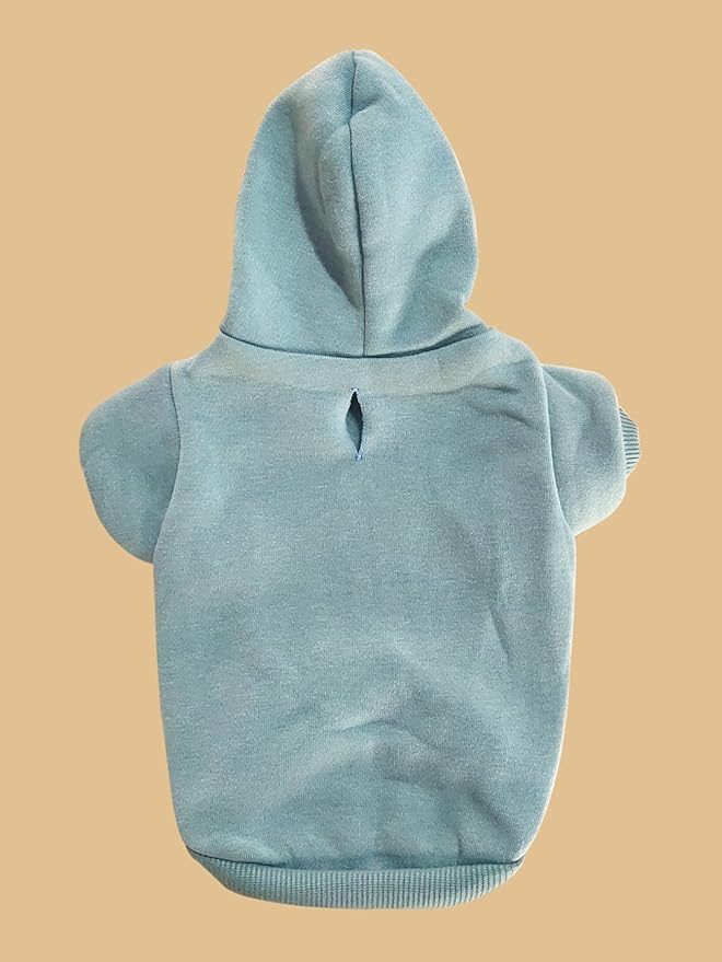 QWINEE Basic Dog Hoodie Sweatshirt Puppy Sweater Warm Cat Costumes Pet Clothes for Chihuahua Puppy Kitten Small Medium Dogs Cadet Blue X-Small
