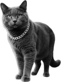 Silver Cat Chain Collar,Adjustable Cuban Link Necklace for Cats, Lightweight & Durable Metal Pet Gift, Stylish Decorative Accessory (Silver, M)