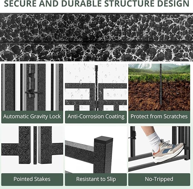 Dog Playpen Dog Fence Outdoor for Yard 47" H with 24 Panels Sturdy Portable Puppy Playpen for Indoor Outdoor RV Camping Use - Black Silver