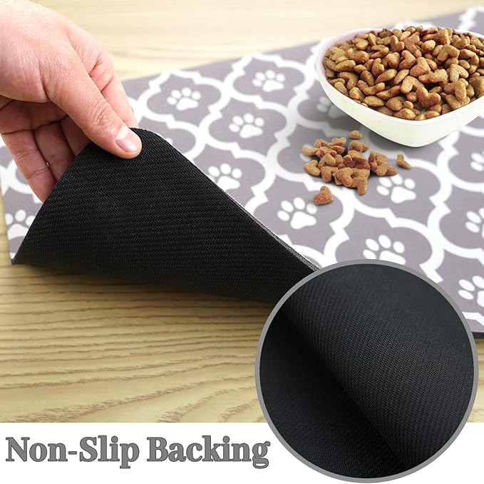 Dog Food Mat 17X30 Inch Pet Feeding Absorbent Mats for Floor Cat Water Bowl Placemats Non-Slip Washable Dog Mat for Food and Water