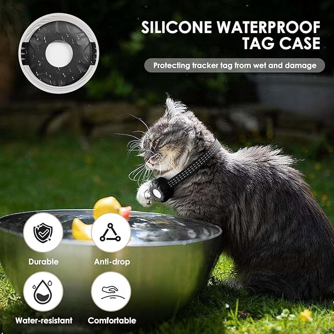 Cat Tracker, Lightweight Pet Tracker for Cats, No Monthly Fee, Waterproof Cat GPS Tracker Compatible with Apple Find My App(Only iOS), Real-Time Tracking, Precise Positioning, Smart Alerts