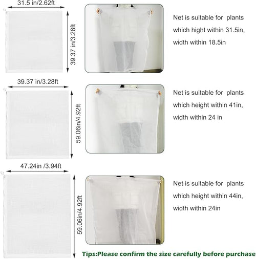 3Pcs Plant Covers from Insects, 3Size Bird Netting Barrier for Blueberry Bushes with Drawstring Zipper Mesh Garden Netting Plants Bags for Protect Fruits Tree Tomato Vegetable 2.6×3.3, 3.3×5, 4×5Ft