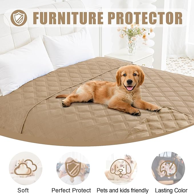 Smiry Waterproof Dog Bed Cover Blanket 40x80, Soft Reversible Pet Blanket, Washable Leakproof Cats Dogs Couch Cover for Sofa, Couch, Furniture, Camel/Camel