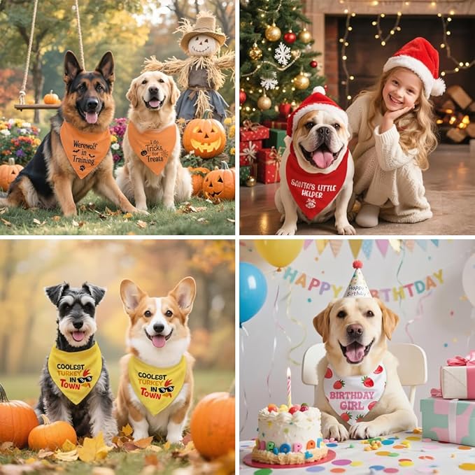 It's My Birthday I Can Bark If I Want to White Dog Bandana, Humor Birthday Gifts for Dog Lover Pet Owner, Funny Pup Scarf Decoration Photo Shoot for Pet Celebration Event Party Holiday