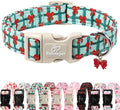 Christmas Dog Collar for Medium Dogs - Cute Festive Plaid with Red Bow Christmas Collars for Dogs, Soft Adjustable New Year Dog Collars with Quick Release Buckle M