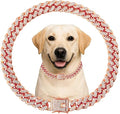 Cuban Link Dog Chain Collar Rose Gold Crystal Dog Necklace Metal with Design Secure Buckle Pet Collar Jewelry Accessories for Small Medium Large Dogs Cats(Rose Glod 24inch)