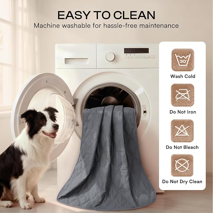 Luciphia 100% Waterproof Couch Cover Blanket for Dogs Anti-Slip Pet Couch Protector Sofa Mat Puppy Cat with Non-Slip Bottom, Grey, 30x70 Inch (Pack of 2)