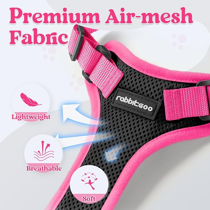 rabbitgoo Cat Harness and Leash Set, Escape Proof Soft Adjustable Vest Harnesses for Outdoor Walking, Easy Control Breathable Kitten Jacket with Reflective Strips, Black & Rose Pink, XS