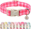 Girl Dog Collar for Giant Large Dogs - Cute Pink Plaid Puppy Collar, Soft Adjustable Spring Summer Female Dog Collars with Quick Release Buckle XL