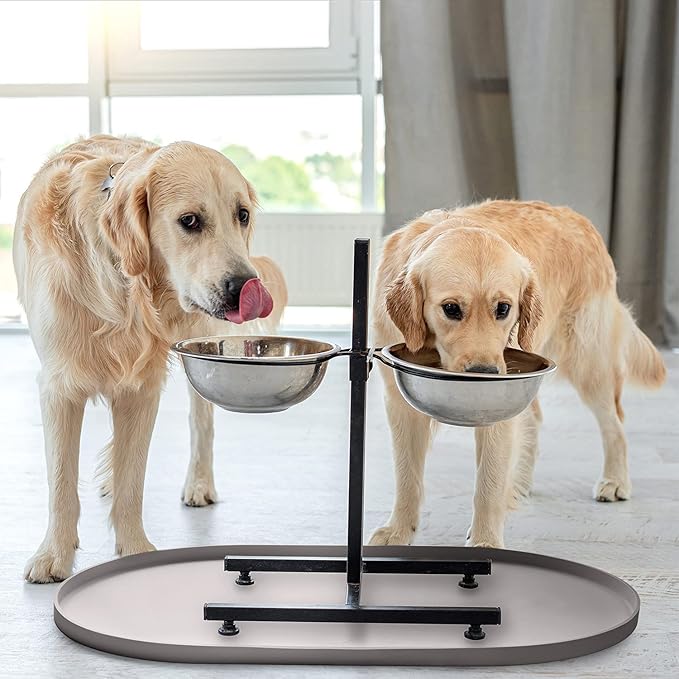 DogBuddy Dog Food Mat - Waterproof Dog Bowl Mat, Silicone Pet Mat for Food and Water Bowls, Nonslip Pet Feeding Mat with Edges, Dogs Food Mats for Floors, Puppy Supplies (XXL: 32" x 19", Dove)