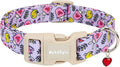 Easter Dog Collar for Mediuml Dogs, Easter & Spring Theme Medium Dog Collar with Cute Chick & Bunny Pattern, Adjustable Purple Easter Dog Collars Girl Boy Collar for Dogs -M