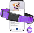 Reflective Dog Collar for Large Dogs with Dog Tags Personalized & Quick Release Buckle, Adjustable and Comfortable Nylon Pet Collar, Purple