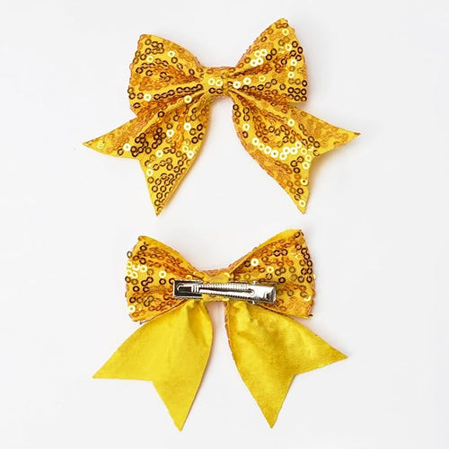 3-inch Sequined Bow Hair Clips For Baby Girls, Toddler, Kids and Young Women Birthday Party Wedding Christmas Occasions Pet Accessories Set of 2 (Pink)