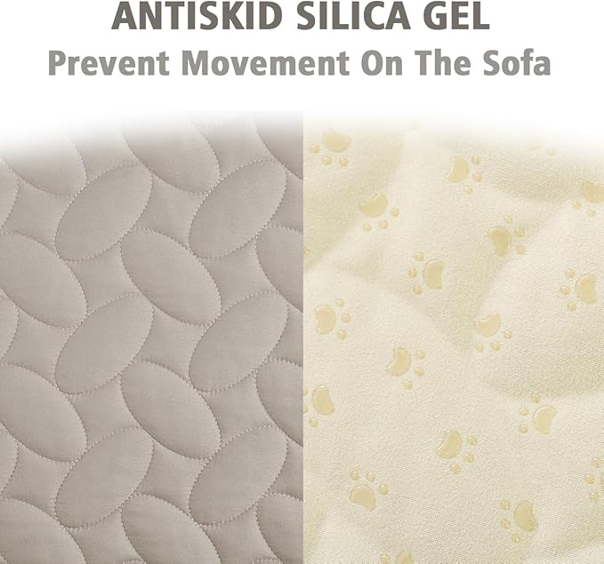 Ameritex Waterproof Pet Bed Cover Anti-Slip Dog Bed Blanket for Sofa and Furniture Waterproof New Pattern Design (Khaki, 52x82 Inch (Pack of 1))