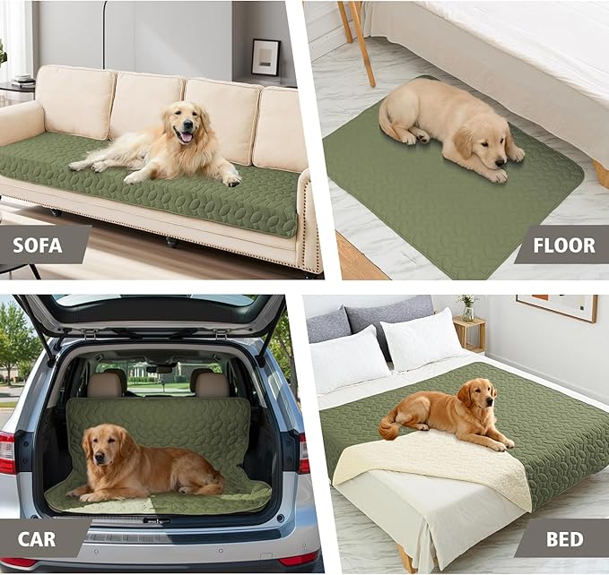 Ameritex Waterproof Pet Bed Cover Anti-Slip Dog Bed Blanket for Sofa and Furniture Waterproof New Pattern Design (Green, 30x53 Inch (Pack of 1))