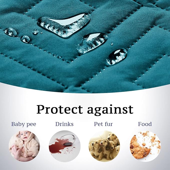 H.VERSAILTEX Reversible Chair Cover Furniture Protector Anti-Slip Couch Cover Water Resistant 2" Elastic Straps Chair Slipcover Pets Fit Sitting Width Up to 21" (Chair:75" x 65", Dark Teal/Beige)