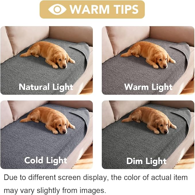 H.VERSAILTEX Non Slip Pet Couch Cover Chenille Dog Bed Protector Thick Soft Sofa Slipcover Pet Friendly Washable Couch Cushion Covers for Pets (52" x 82", Gray)