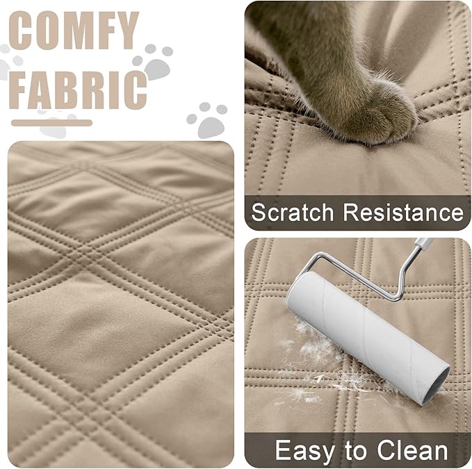 Smiry Waterproof Dog Bed Cover Blanket 82x82, Soft Reversible Pet Blanket, Washable Leakproof Cats Dogs Couch Cover for Sofa, Couch, Furniture, Taupe/Beige