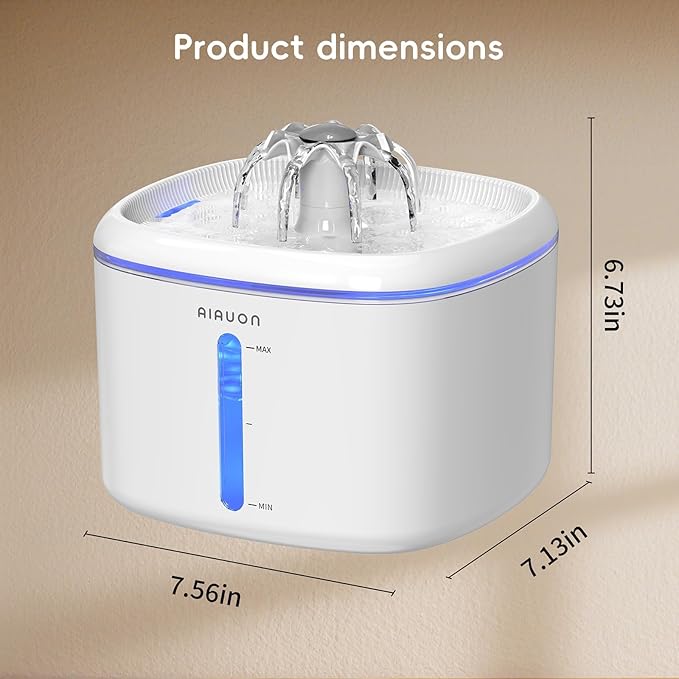 Cat Water Fountain,84oz/2.5L Pet Cat Fountain – Ultra Quiet Upgraded Automatic Pet Water Dispenser with 8 Replaceable Filters, Indoor Cat & Dog Drinking Bowl (with mat)