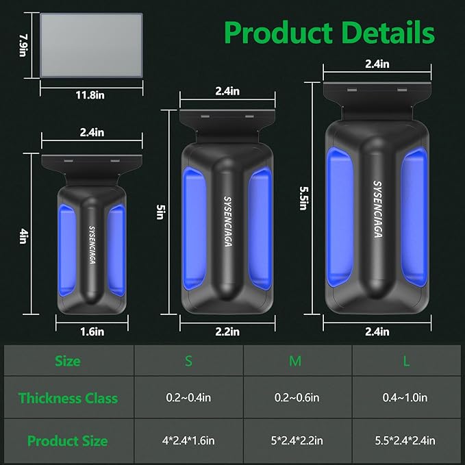 Aquarium Magnet Glass Cleaner, Double-Sided Detachable & Floating Algae Scraper for 0.2-0.4 Inch Fish Tank Glass Cleaning, No Scratches（S）