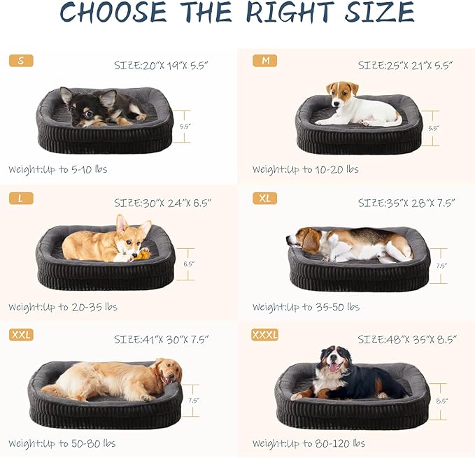 Orthopedic Dog Bed for Extra Large Dogs Breeds, High Density Egg Crate Foam Dog Sofa Beds,Oval Kennel Bed, Pet Couch Bed with Four Sided Bolster, Removable Washable Cover& Non-Slip Bottom
