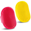 Dog Grooming Brush, Pet Shampoo Bath Brush Dog Grooming Shedding Brush Soothing Massage Rubber Comb with Adjustable Ring Handle for Long Short Haired Dogs and Cats 2pcs
