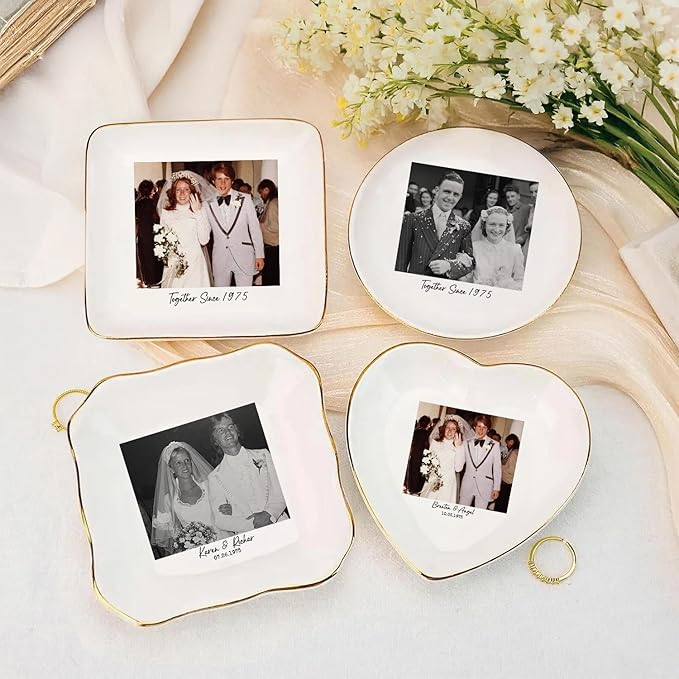 Custom Photo Ring Dish, Personalized Polaroid Picture Trinket Tray, Wedding Anniversary Keepsake Jewelry Dish, Valentines Gift for Her Him Wife Husband Parents Grandparents