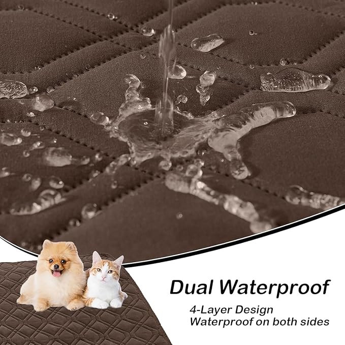 hyha Waterproof Dog Bed Blanket, Soft Pet Blankets, Waterproof Couch Cover for Dogs, Reversible Sofa Covers Washable for Furniture (52x82 Inch, Chocolate/Beige)