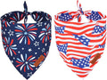 PTDECOR American Flag Dog Bandana 4th of July Dog Puppy Scarf Reversible Red Blue Patriotic Bandanas for Small Dogs Pets (Blue & Red, Small)