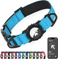 Joytale Airtag Dog Collar, Reflective Pet Collar with Waterproof AirTag Holder, Dual D-Rings, Soft Padded Adjustable for Large Dogs, SkyBlue, L