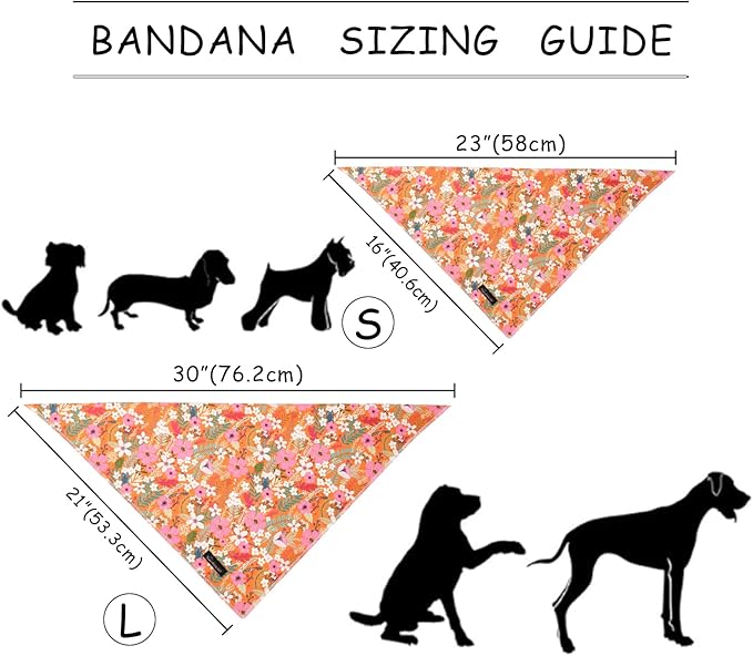 ARING PET Floral Dog Bandanas, Flower Leaf Triangle Scarf for Small Medium Large Boy Girl Dogs-Size L