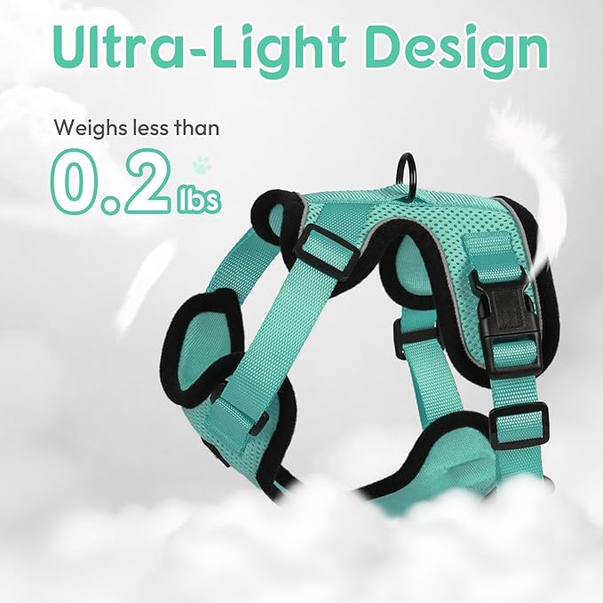Dooradar Cat Harness and Leash Set, Escape Proof Safe Adjustable Kitten Vest Harnesses for Walking, Easy Control Soft Breathable Mesh Jacket with Reflective Strips for Cats, Green, XXS