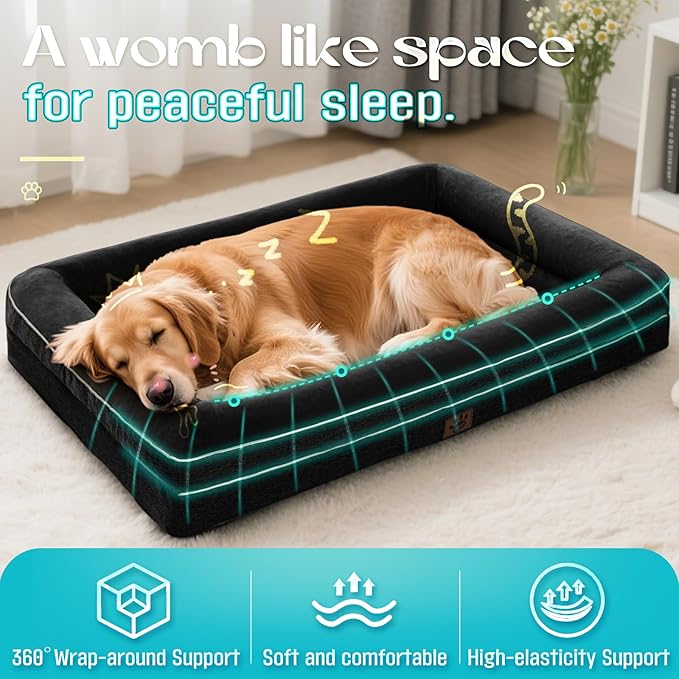 Waterproof Memory Foam Dog Beds for Small Dogs Non-Slip Orthopedic Dog Beds Washable Couch Pet Bed with Removable Cover (Black, Small)