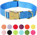 Nylon Dog Collar - Adjustable Blue Soft Webbing Dog Collars for Small Medium Large Dogs Boy Girl Puppy Collar with Safety Metal Buckle L