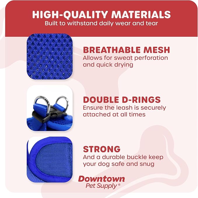 Downtown Pet Supply Step in Dog Harness No Pull, X-Large, Blue - Adjustable Harness with Padded Mesh Fabric and Reflective Trim - Buckle Strap Harness for Dogs