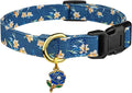 Cotton Handmade Dog Collar Cute and Distinctive Patterns Blue Tulip with Pendant for Girl Boy Dogs Collars M