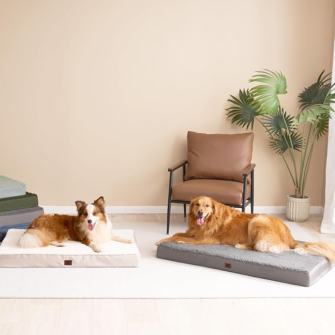 EHEYCIGA Orthopedic Dog Beds for Large Dogs with Removable Washable Cover, Light Grey, 36x27